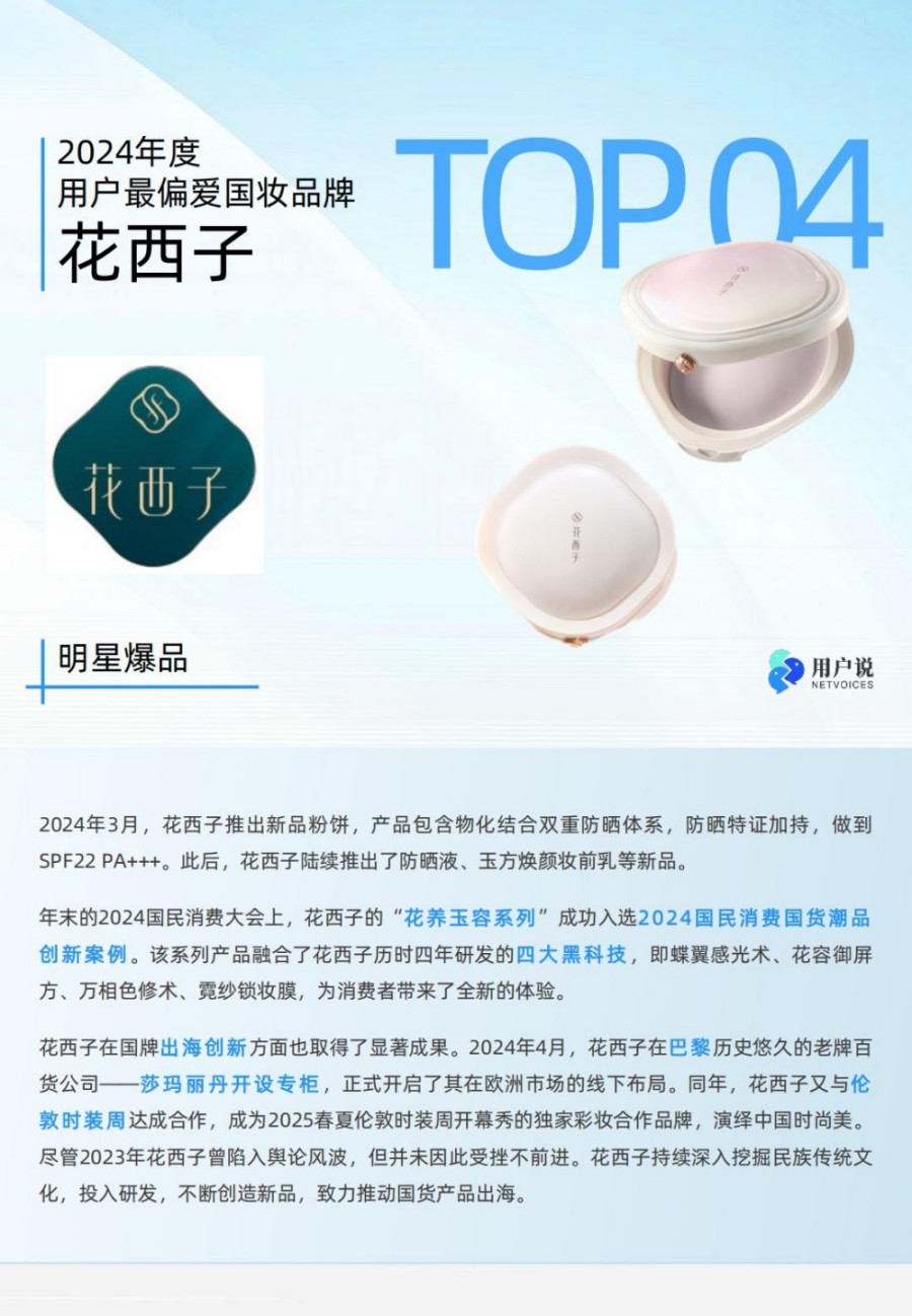 2024年度用户最偏爱国货美妆品牌榜单TOP100