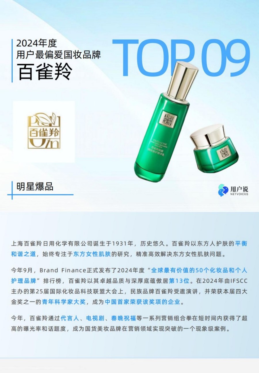 2024年度用户最偏爱国货美妆品牌榜单TOP100