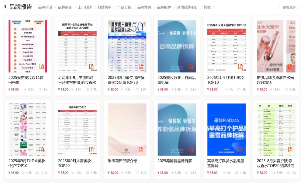 妆榜报告库：美妆行业的全品类报告聚合平台