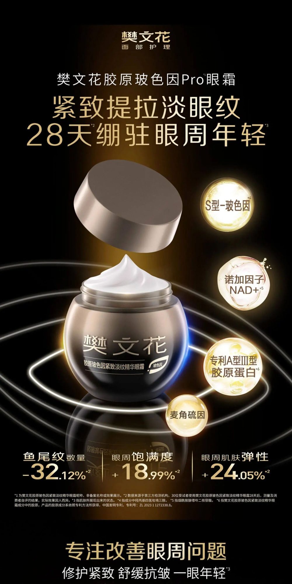 樊文花胶原玻色因紧致淡纹精华眼霜新品上市