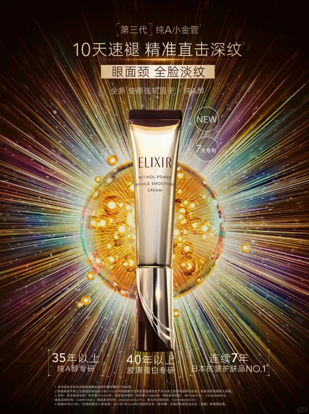 ELIXIR怡丽丝尔第三代纯A小金管焕新登场 高纯度A醇根源抚纹