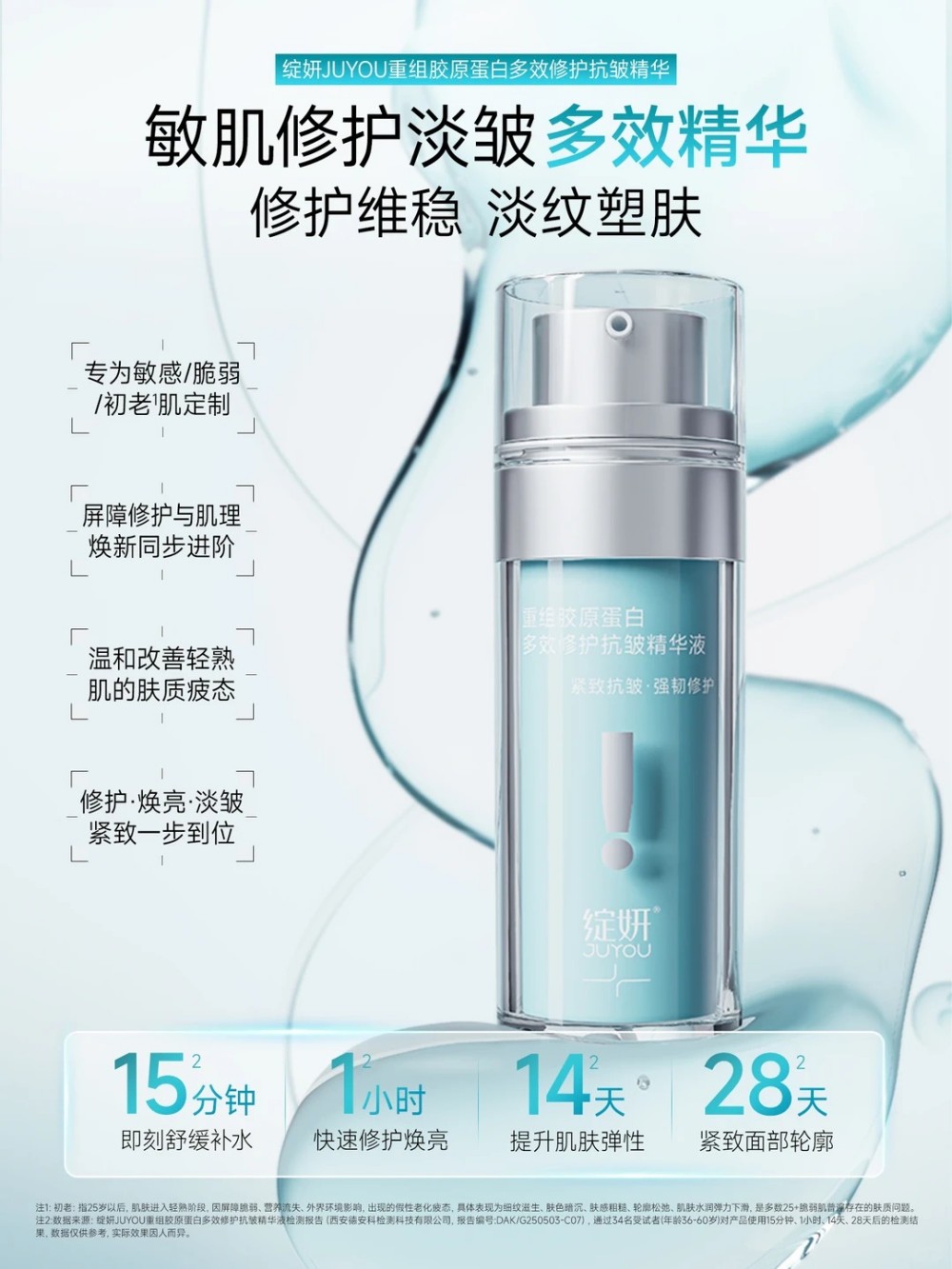 绽妍JUYOU重组胶原蛋白多效修护抗皱精华新品上市