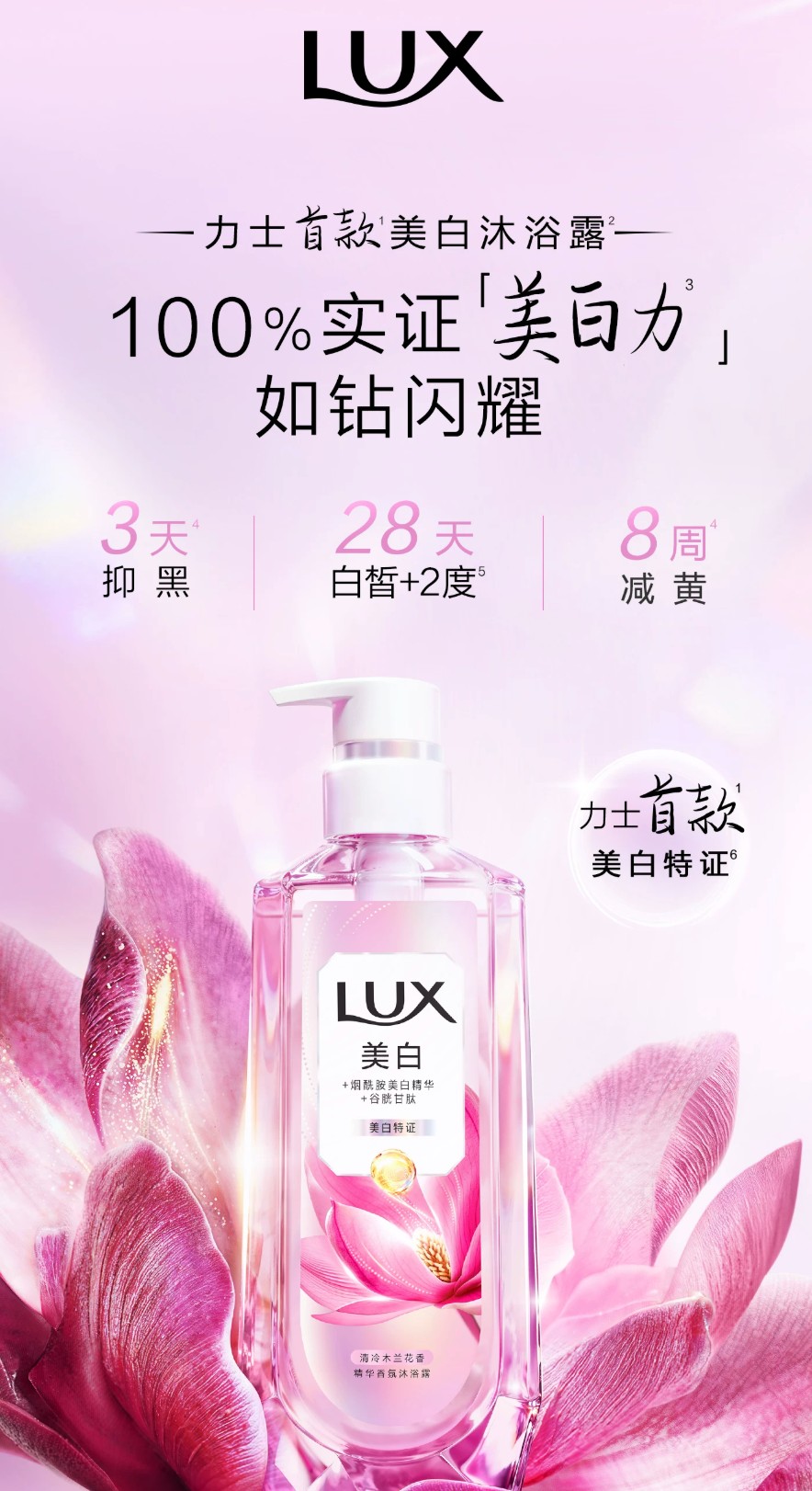 力士美白焕亮精华香氛沐浴露新品上市